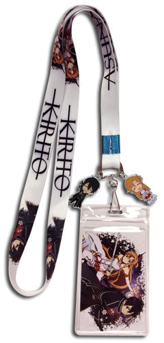 Sword Art Online Kirito & Asuna White Badge Holder Authentic Anime Lanyard