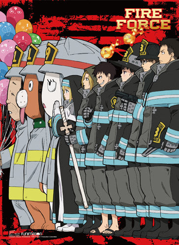 Fire Force Training Suit Group Art Wall Scroll – All Blue Anime