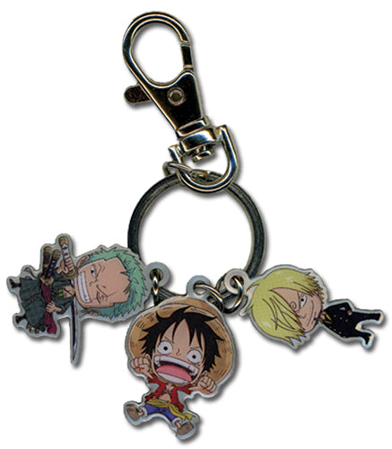 One Piece SD Luffy, Zoro & Sanji Metal Keychain