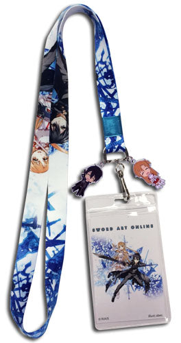 Sword Art Online Kirito & Asuna Badge Holder Authentic Anime Lanyard