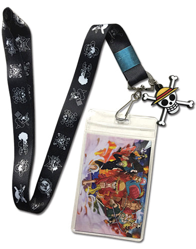 One Piece Flags Logos Straw Hat Crew Badge Holder Authentic Anime Lanyard