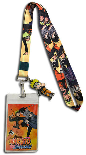 Naruto Shippuden Naruto & Sasuke Badge Holder Authentic Anime Lanyard