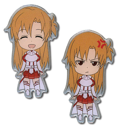 Sword Art Online SD Happy & Angry Asuna Authentic Anime Metal Pin Set