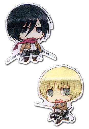 Attack on Titan SD Mikasa & Armin Authentic Anime Metal Pin Set