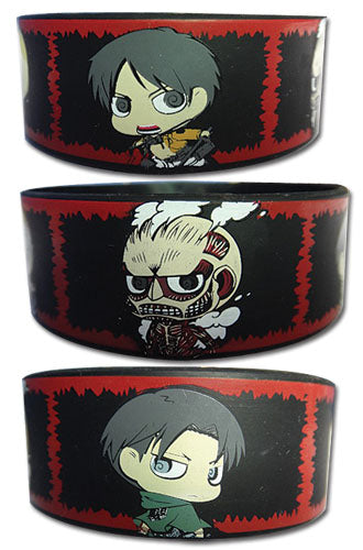 Attack on Titan SD Eren, Levi & Titan Group PVC Wristband