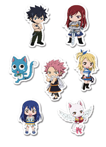 Fairy Tail Natsu, Gray, Lucy, Happy & Wendy Authentic Puffy Sticker Set