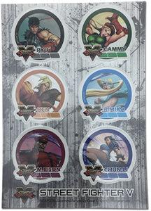 Street Fighter V Ryu, Ken, M.Bison, Cammy, R.Mika & Chun-Li Group Authentic Sticker Set