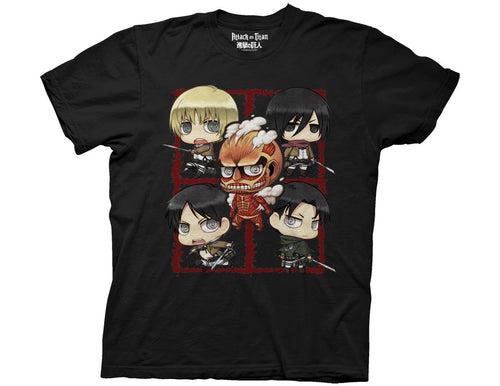 Attack on Titan SD Characters Montage Group Adult T-Shirt